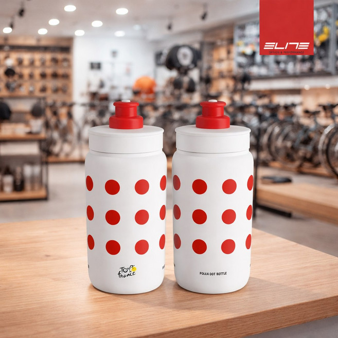 엘리트 플라이 뚜르드프랑스 자전거 물통 스포츠 물병 공식수입사, 레드폴카도트, 1개