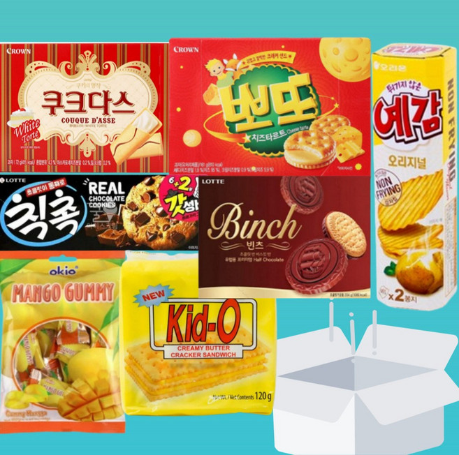 사무실간식 과자선물세트 교회 회사 탕비실 상자 간식 박스 수능 크리스마스, 1box, 과자박스