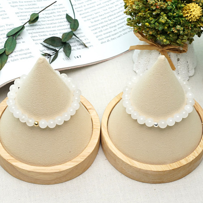 백옥 화이트옥 원석 팔찌 행운 건강 소원성취 파워스톤 염주팔찌