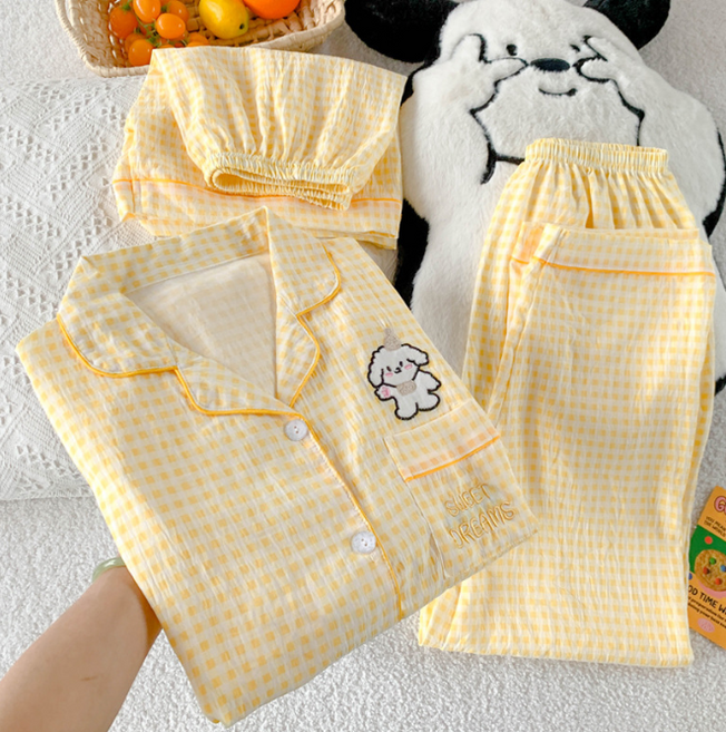 레티시아 귀여운 반팔 잠옷 세트 반팔+반바지+긴바지 3종구성 파자마세트