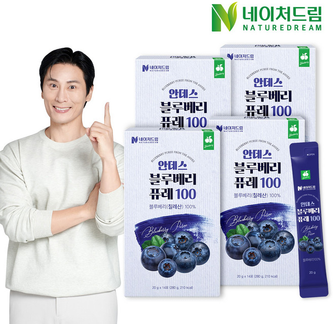 네이처드림 안데스 블루베리 퓨레 14포, 4개, 280g