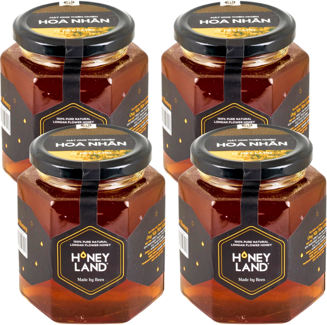 베트남 허니랜드 롱안꽃 꿀 천연 벌꿀, 4개, 480g