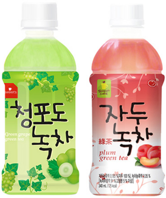 웰그린 청포도녹차10+자두녹차10 340ml 20개, 1세트