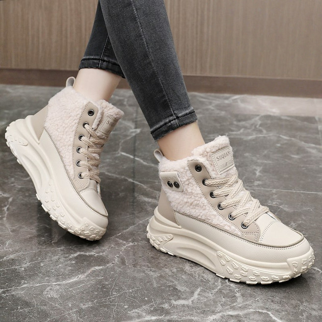 Modern Fashion 트렌디 양면 양털 부츠 발편한 하이탑 운동화