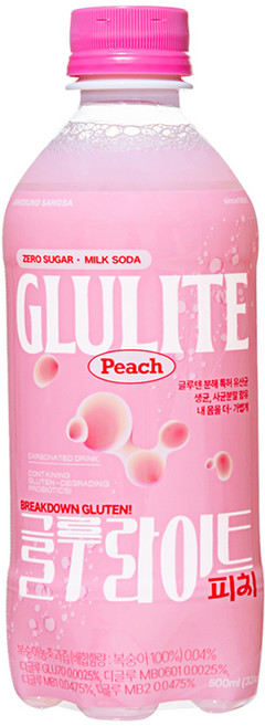 글루라이트 500ml 글루텐 분해 유산균 탄산음료 탄산음료 복숭아맛 밀크탄산 구름소다 피치맛, 10개