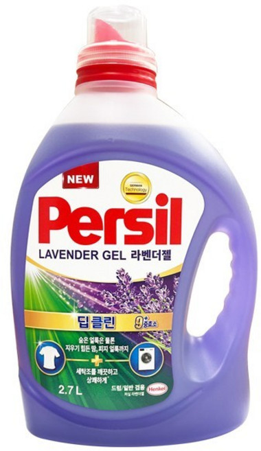 퍼실 딥클린 라벤더젤 플러스 액상세제 라벤더코튼향 본품, 2.7L, 8개