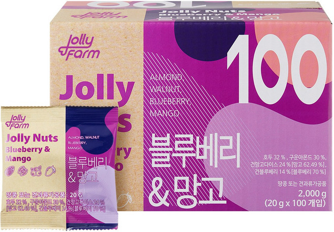 졸리넛츠 블루베리&망고 하루한줌 매일견과 100입, 2kg, 1개