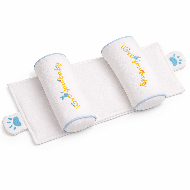 필로그레이 신생아 아기 두상 짱구 베개, 1개, 블루