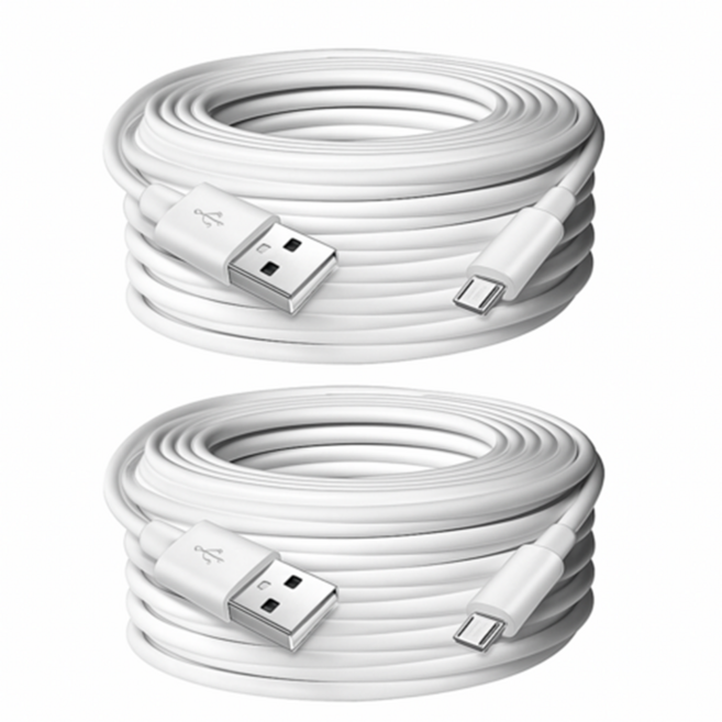 USB 연장 충전 롱 긴 케이블 홈캠, 2개, 화이트(5핀), 5m