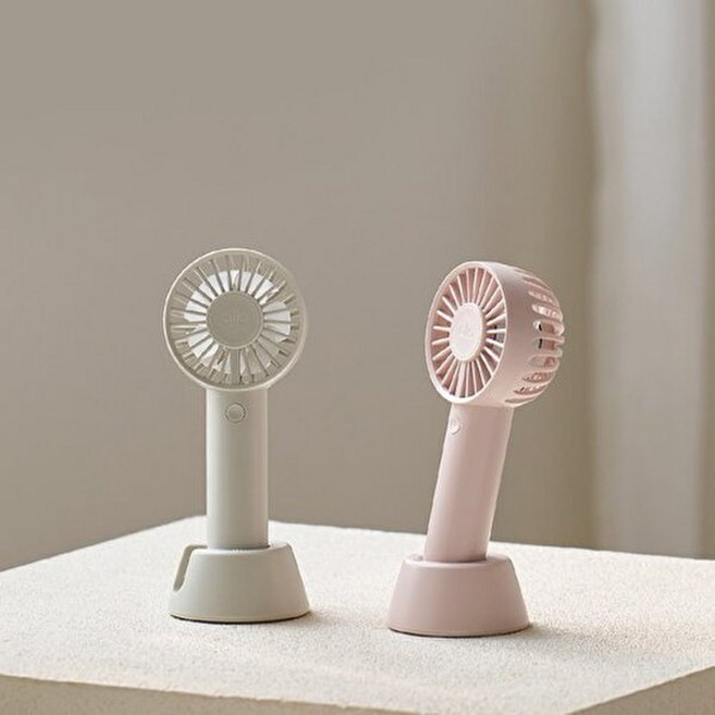 알로코리아 듀얼팬2 휴대용 선풍기 F2A 미니 핸디 핸드 손선풍기 손풍기 + 전용 크래들 세트, 라이트그레이