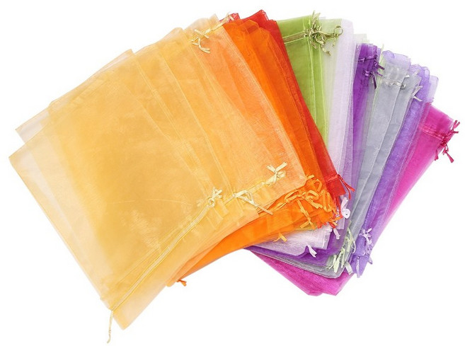 100pcs 대형 오르간자 가방 20x30 cm 메쉬 선물 가방 크리스마스 결혼식을위한 드로 스트링 보석 파우치 (임의의 색), 임의의 색상