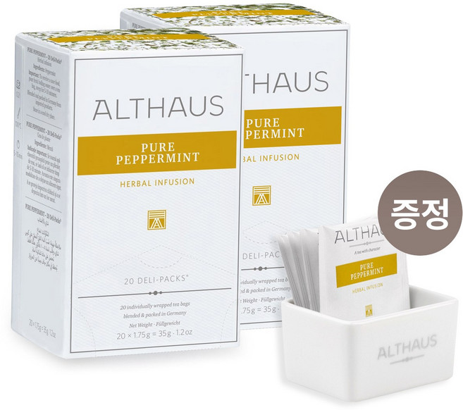 알트하우스 퓨어 페퍼민트 20티백 2팩(+전용트레이)
