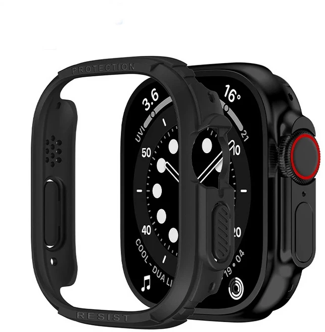 애플 워치 울트라 케이스 호환 보호 화면 2개입 49mm 보호기 강화유리, 1개, 검정
