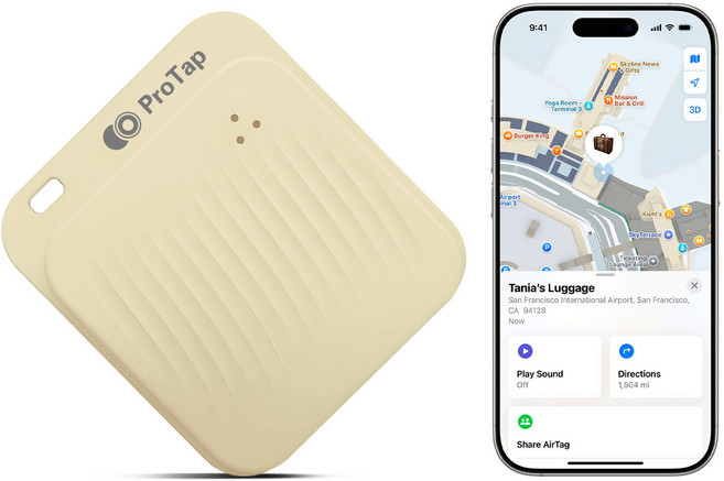 ProTap 스마트태그 MFi 애플인증 Find My 신지태그 트래커 스마트태그 위치추적기, 1개, 카키