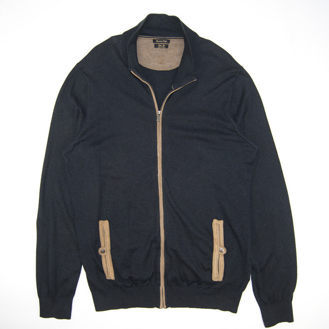 마시모두띠 네이비 집업 실크혼방 긴팔니트티 XL 남성 MN473 자바구제창고