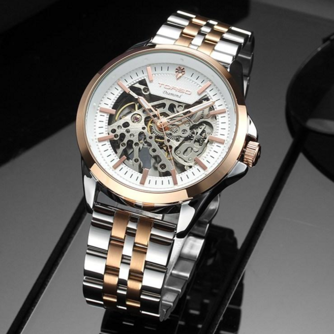 TORSO 토르소 T602M 그리페스 다이아몬드 스켈레톤 오토매틱 워치 남자 메탈 시계 (가죽 스트랩 증정)