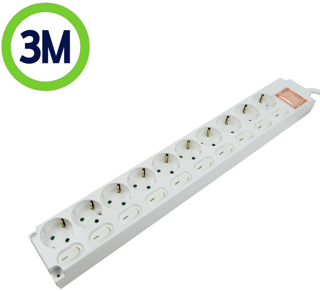 IT 안전한 국산 과부하 자동 차단 멀티탭 개별 멀티탭 (10구), 1개, 백색, 3m