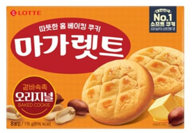 롯데 마가렛트 오리지널 부드러운퍼지 손안쿠키 정통베이커리 홈카페간식 추억과자, 2개, 176g