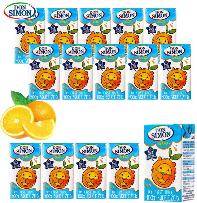 예이니식품 돈시몬 착즙 오렌지 주스 15개(125mlx15개) 어린이음료수생과일, 125ml, 15개
