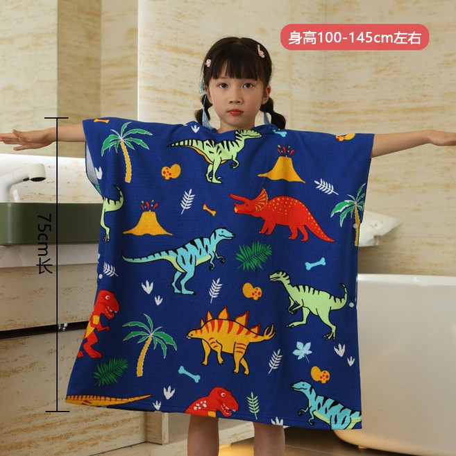MAGIC BEAN 卡通兒童浴巾斗篷浴袍, 1個, 大碼恐龍身高100-145cm