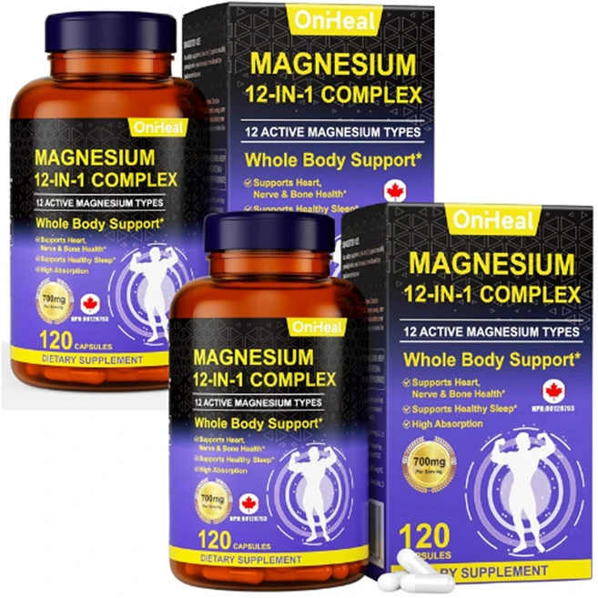 고효능 마그네슘 컴플렉스 700mg 12-in-1 수면도움 말레인산 트레온산 글리시네이트 캐나다 내수용, 2개, 120정 - 쿠팡