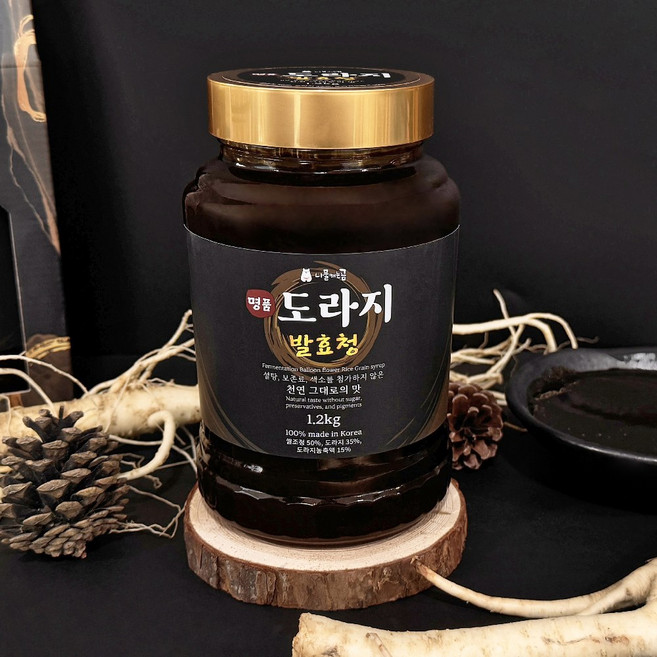 [나물캐는곰] 국산 도라지 쌀조청 1.2kg 기관지 건강 전통 수제조청 무설탕 발효조청, 1개