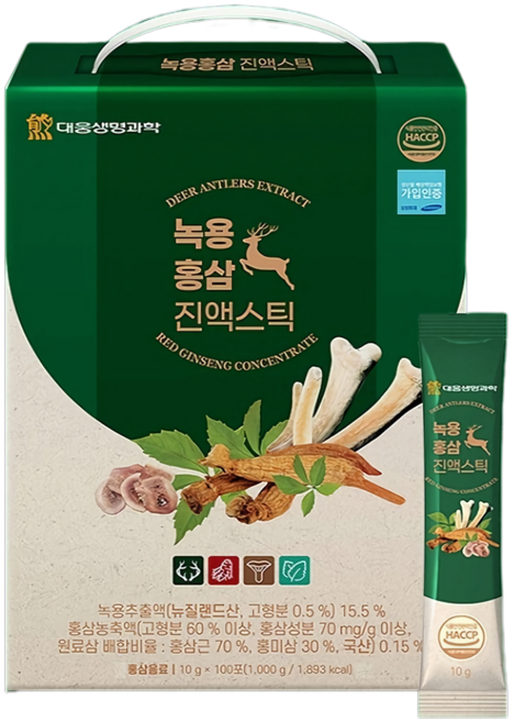 대웅 녹용홍삼 진액스틱 10g x 100포, 2개