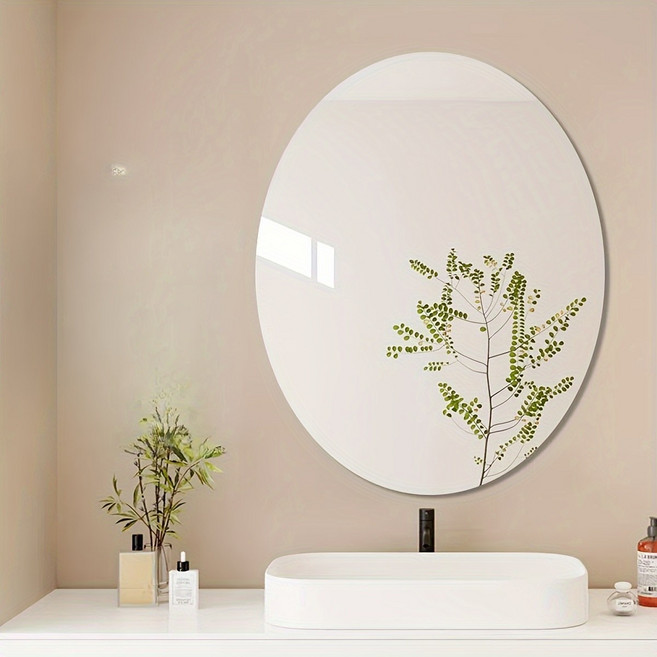 아크릴 타원형 거울 욕실 화장실 세면대 벽 자체 접착 부드러운 거울 불규칙한 거실 침실 화장대 거울