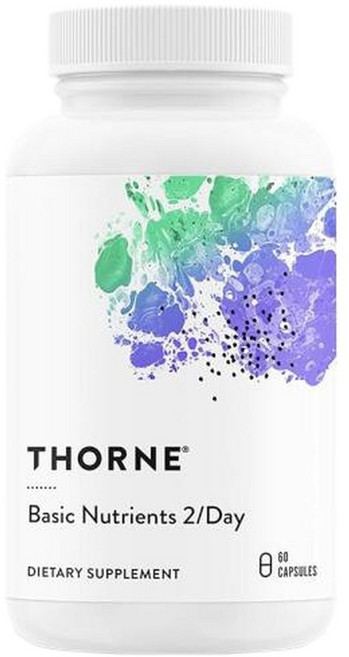 THORNE 기본 영양소 2/일 최적의 생체 이용률을 갖춘 종합 일일 멀티 및 미네랄 포뮬러 타사 글루텐 유제품 대두 무첨가 60 캡슐, 1개, 60정