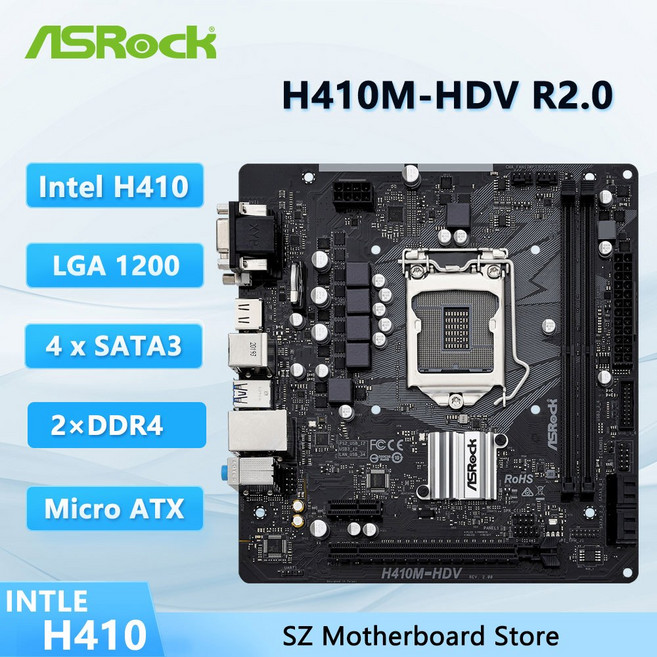 ASROCK H410M HDV 10700 I5 인텔 10100 I3 CPU 293 10400F I7 ATX HZ 1200 지원 마더보드 H410 R2 DDR4 10105
