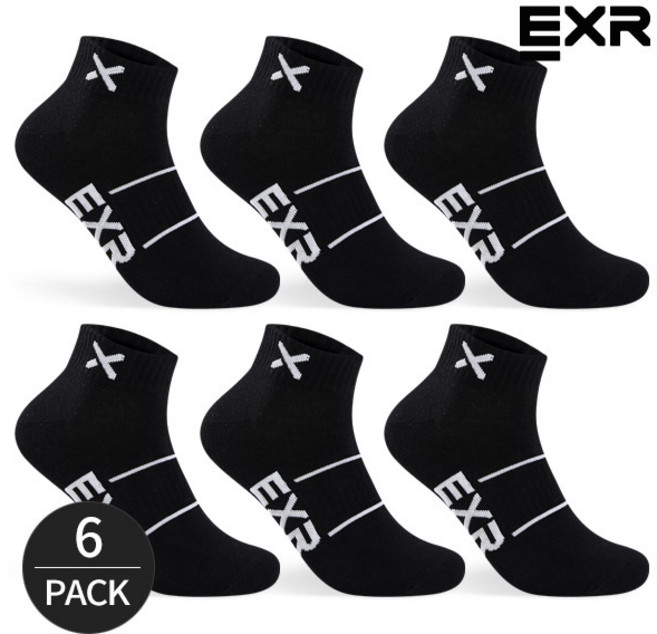 EXR 남성 컬러라인 포인트 발목양말 6P_BK, FREE, 6족세트_BK