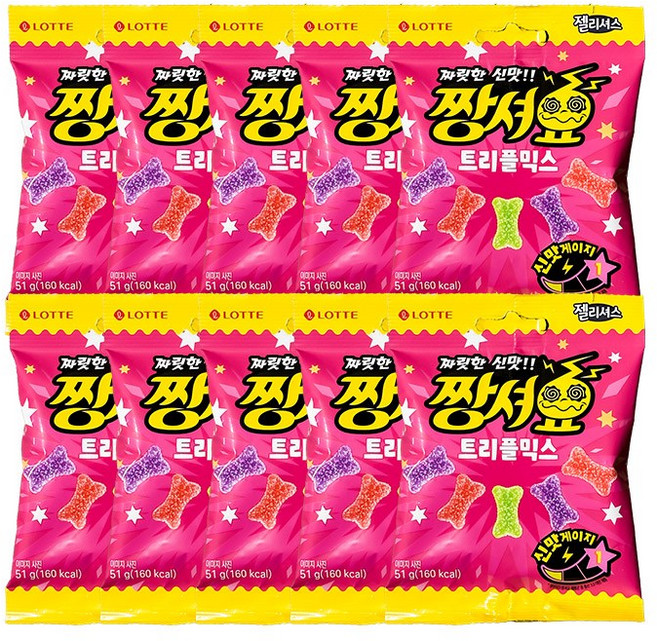 롯데제과 짱셔요 (트리플믹스) 51g 10개