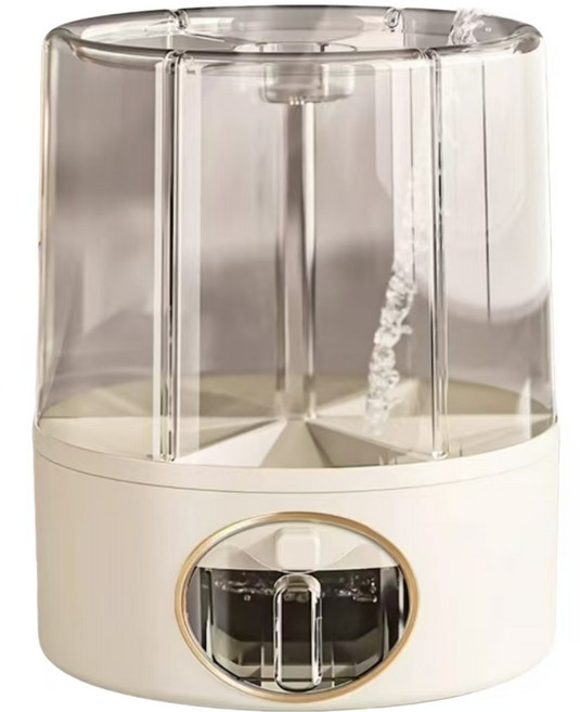 가정용 잡곡 수납함 방충 방습 회전칸 쌀통 원터치 계량 쌀 보관통 SYW, 1개, 옐로우