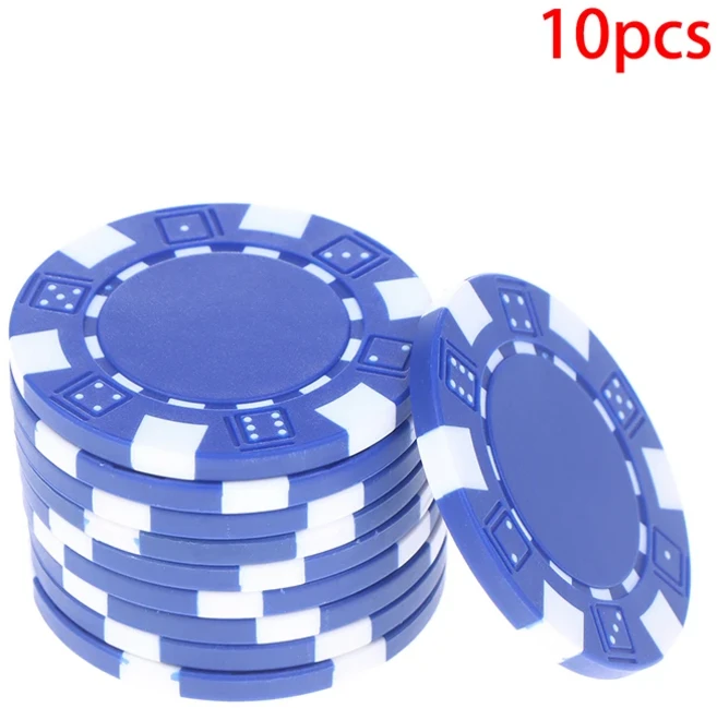 10개 ABS 플라스틱 포커 칩 카지노 텍사스 홀덤 메탈 코인 11.5g 게임 세트 액세서리, Dark blue, 1개