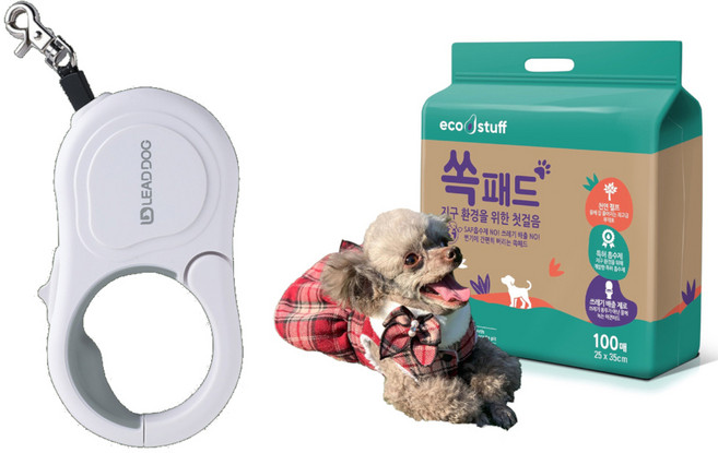 리드독 핸즈프리 자동 리드줄 + 에코스터프 변기에 버리는 배변패드, 1개