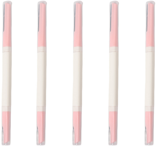 롤링페이퍼 휴대용 2in1 짧은날 긴날 양면 이중 눈썹 정리칼, 5개, 핑크