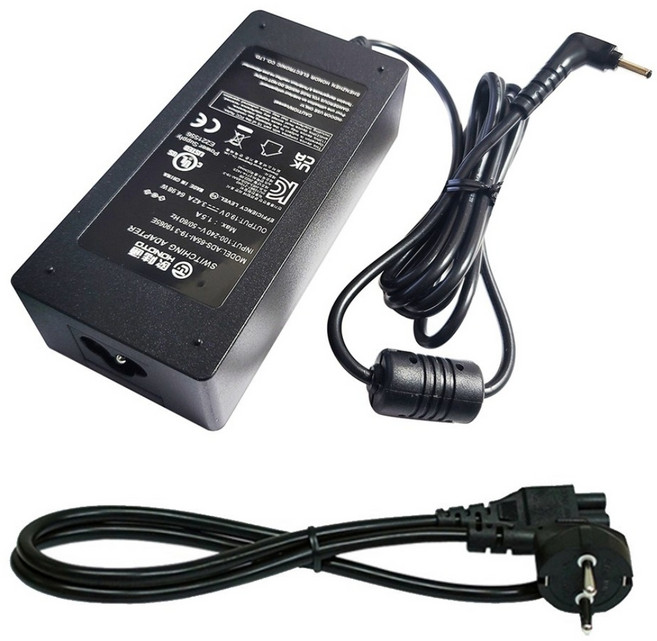 삼성 노트북 호환 충전기 19V 2.1A 2.37A 3.16A 3.42A 연결잭 직경 3.0X1.1mm 호환 어댑터 전원케이블 포함, ADS-65AI-19-3 19065E, 1개