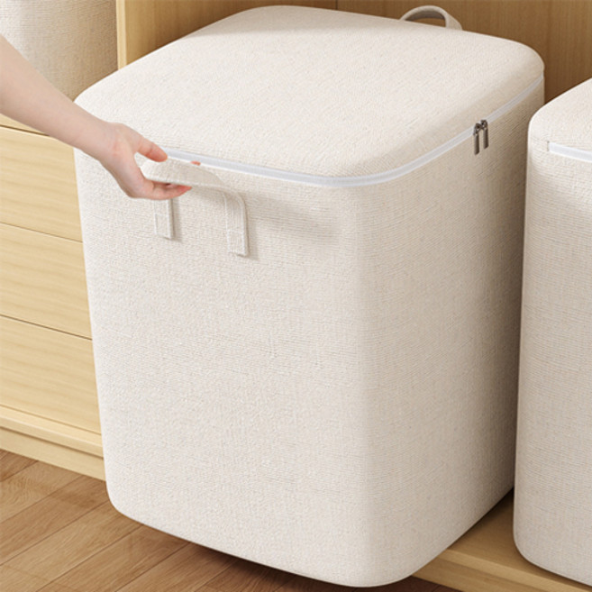 타리홈스 다용도 대용량 옷 이불 패브릭 정리함, 2개, 베이지