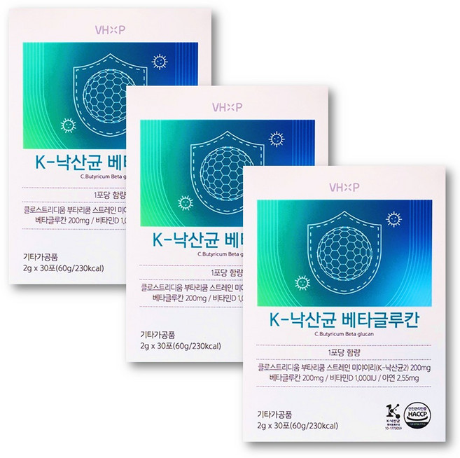 K 낙산균 베타글루칸 비타민하우스 프로바이오틱스 버섯 유산균 면역 이뮨, 60g, 3개