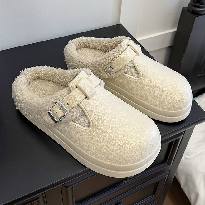 겨울 실내외 겸용 털 기모 방수 방한 슬리퍼