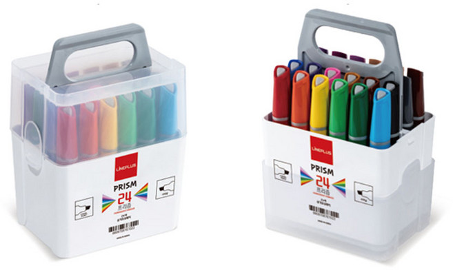 유성매직 24색 라인플러스 사각닙 삼각매직