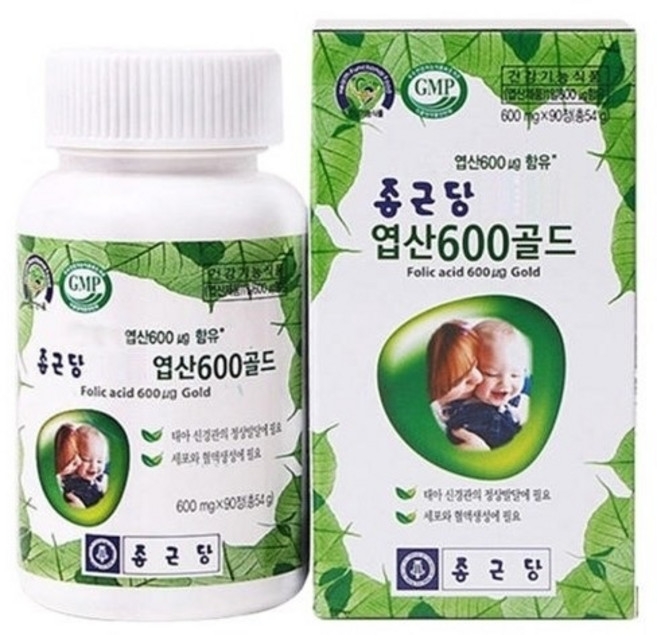 종근당건강 엽산600골드 레몬추출 포도당 비타민D, 90정, 1박스