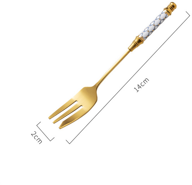 스테인레스 스틸 골든 케이크 포크 디저트 과일 세라믹 긴 손잡이 파티 달팽이 탭 페이스트리에 사용, 10 H, 1개
