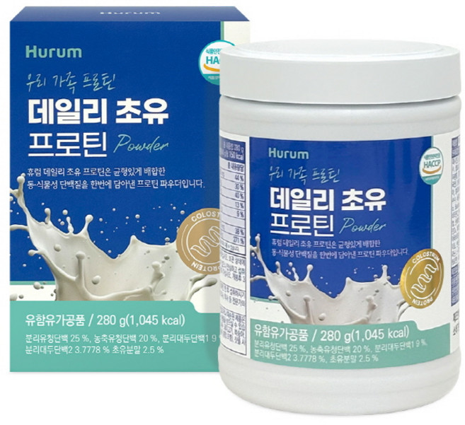 휴럼 데일리 초유 프로틴 면역글로블린 lgG와 락토페린이 듬뿍! 프리미엄 초유 분말 함유!, 280g, 1개