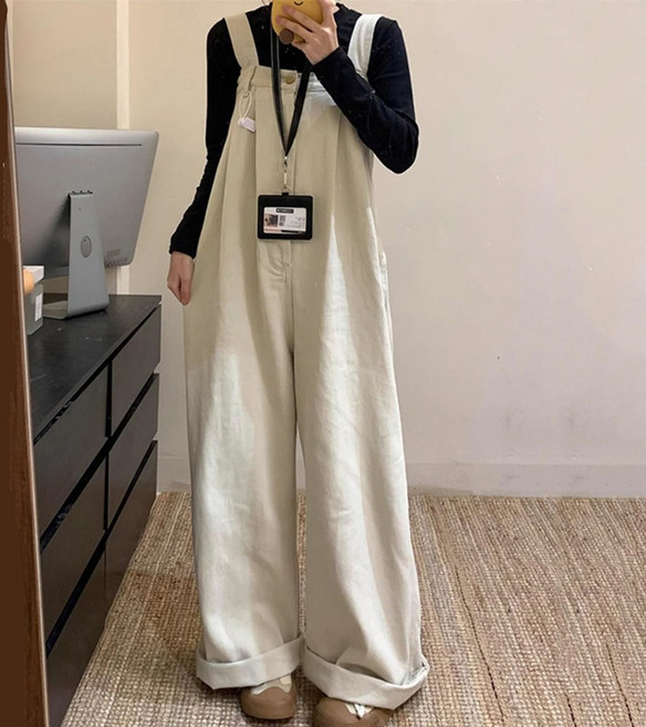 여성바지 멜빵바지 와이드팬츠 청바지 데님 팬츠 VHF5688 36