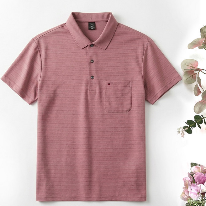 국민할배 할아버지옷 여름 포켓 자수 포인트 카라 반팔 티셔츠[[SHM-16_766] 아빠옷 요양원옷