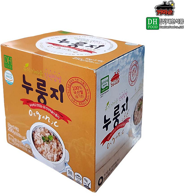 대한 유기가마솥 간편 찹쌀 누룽지 250g(50gx5)x3, 250g, 3개