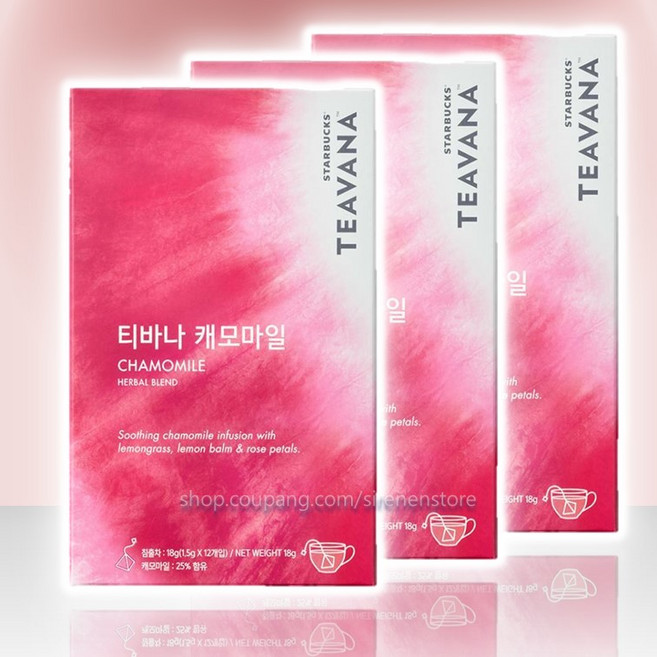 스타벅스 티바나 캐모마일 티백 teavana, 1.5g, 12개입, 3박스