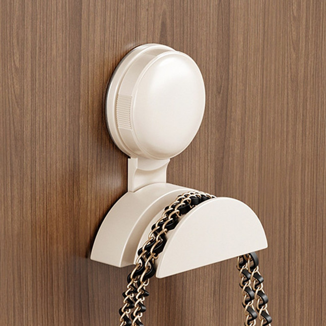 아워후 무타공 강력 부착 흡착식 가방걸이 후크, 1개, 크림