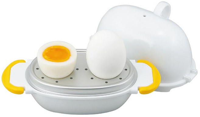 아케보노 전자레인지 간단 조리 삶은 계란 찜기 2구, 2개, White